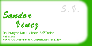 sandor vincz business card